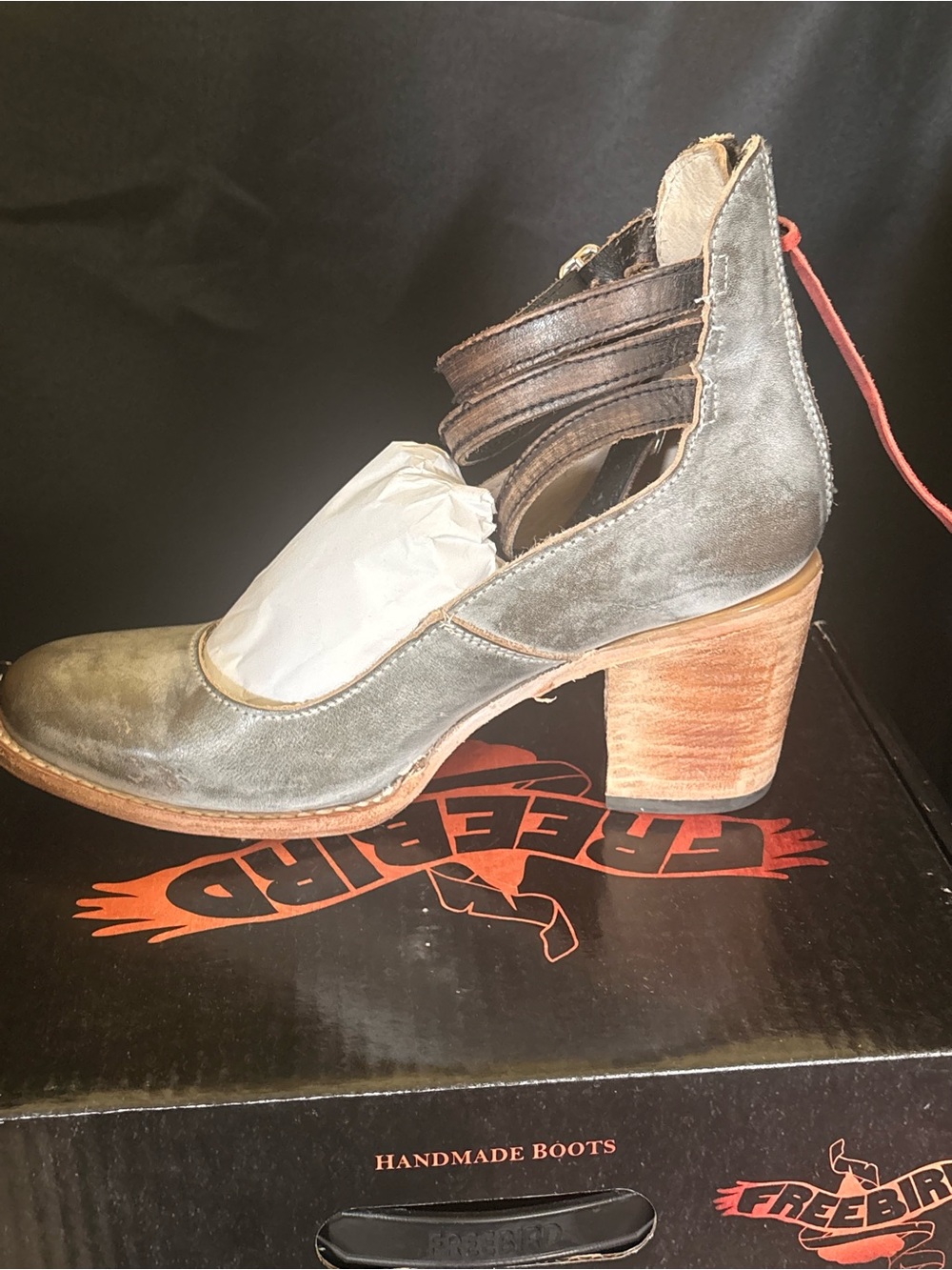 Freebird by Steven Gray Leather Cutout Booties with Brown Straps